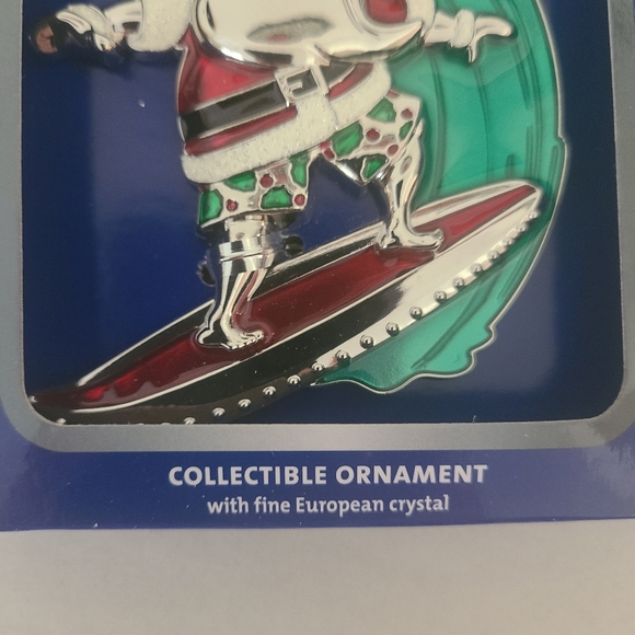 NIB Regent Square Studio Design Surfing Santa Enamel European Crystal Ornament - Picture 4 of 6